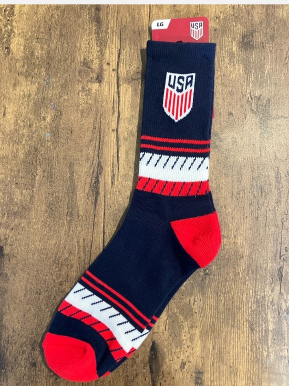 USA Crest Navy & Red Men's Crew Socks